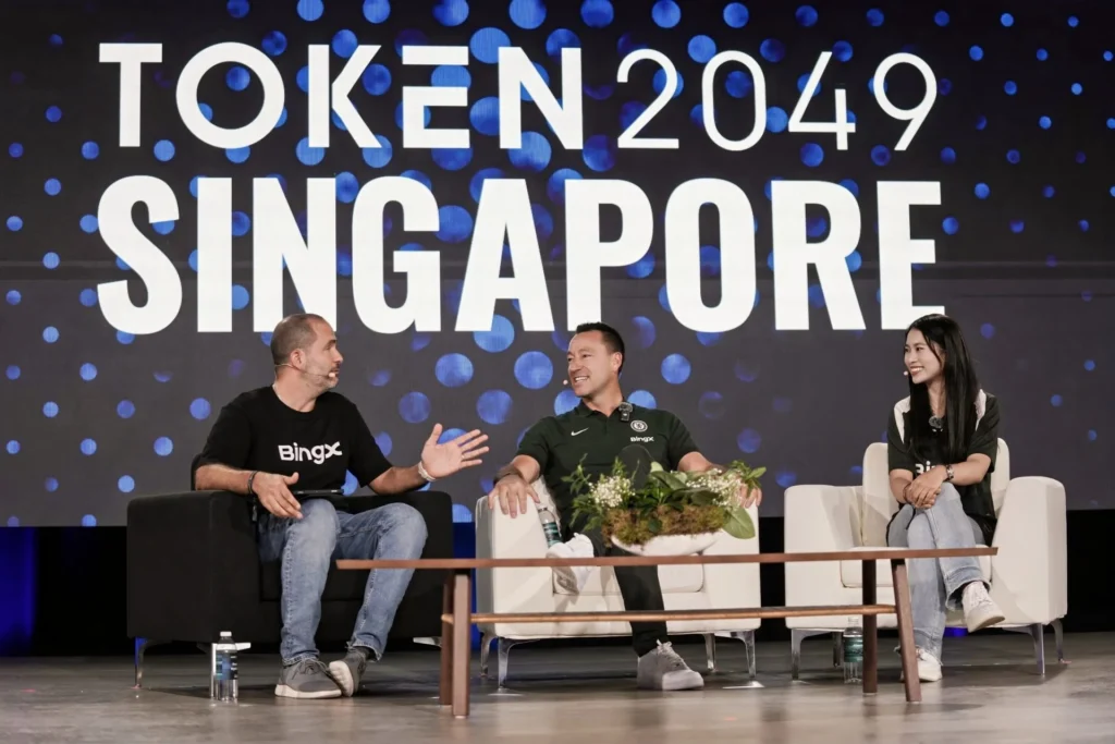 John Terry on stage at TOKEN2049 Singapore wearing BingX Chelsea FC training kit panel discussion