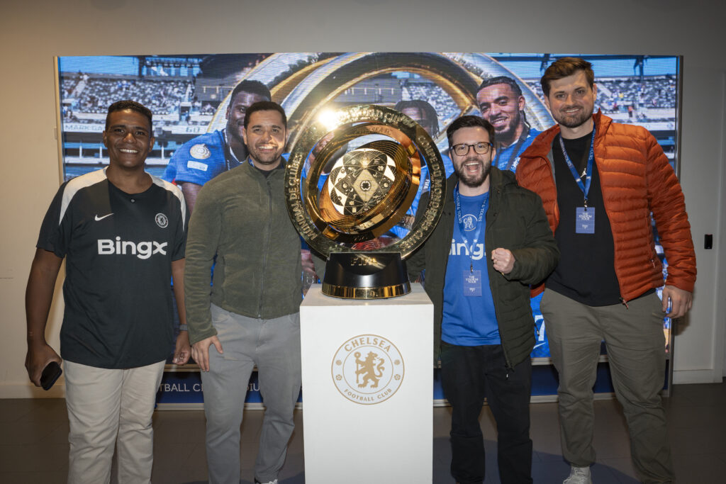BingX VIPs with FIFA Club World Cup trophy Chelsea FC 2025